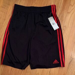 Adidas Boys Athletic Shorts with Red Stripes